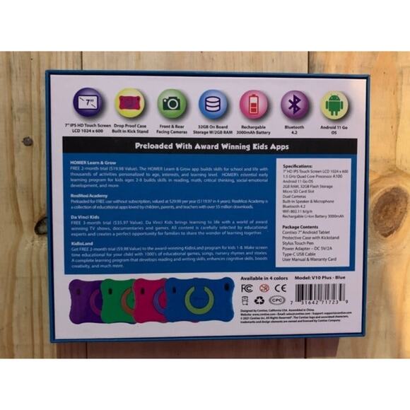 Contixo kids 7" learning tablet V10 plus-blue - Picture 2 of 5